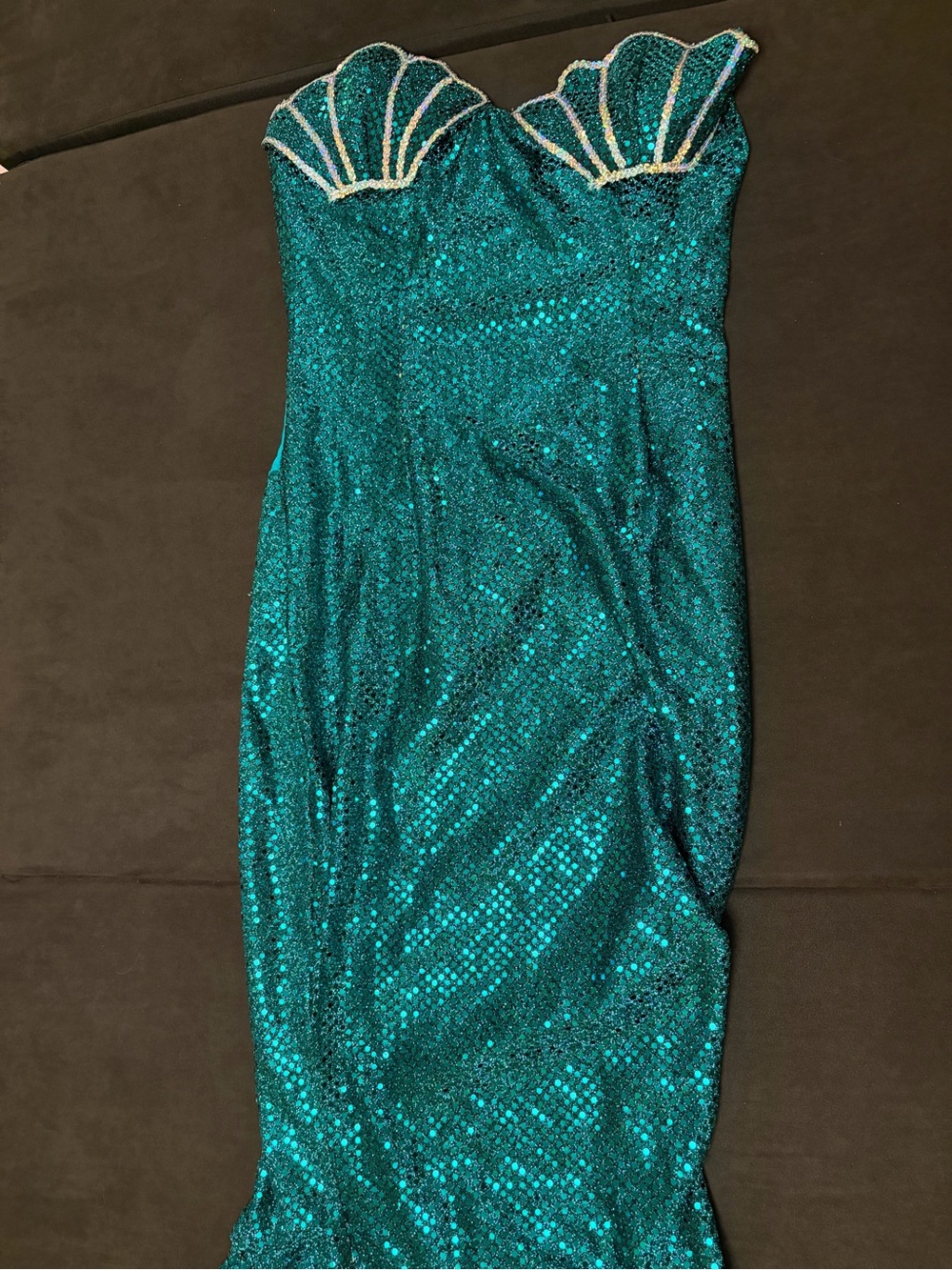 1999 Emerald Green Sequin Mermaid Gown – Y2K Sirencore Halloween Cosplay Dress - Picture 6 of 7
